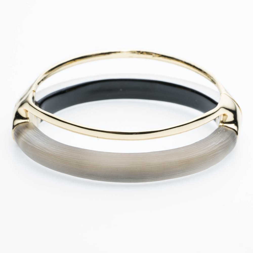 Double Band  Warm Grey Lucite Bracelet